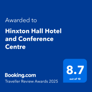 Awarded to Hinxton Hall Conference Centre Booking.com Traveller review awards 8.7 out of 10